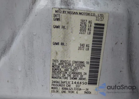 2018 Nissan Altima 2.5 S from USA, damaged, VIN 1N4AL3AP5JC144450